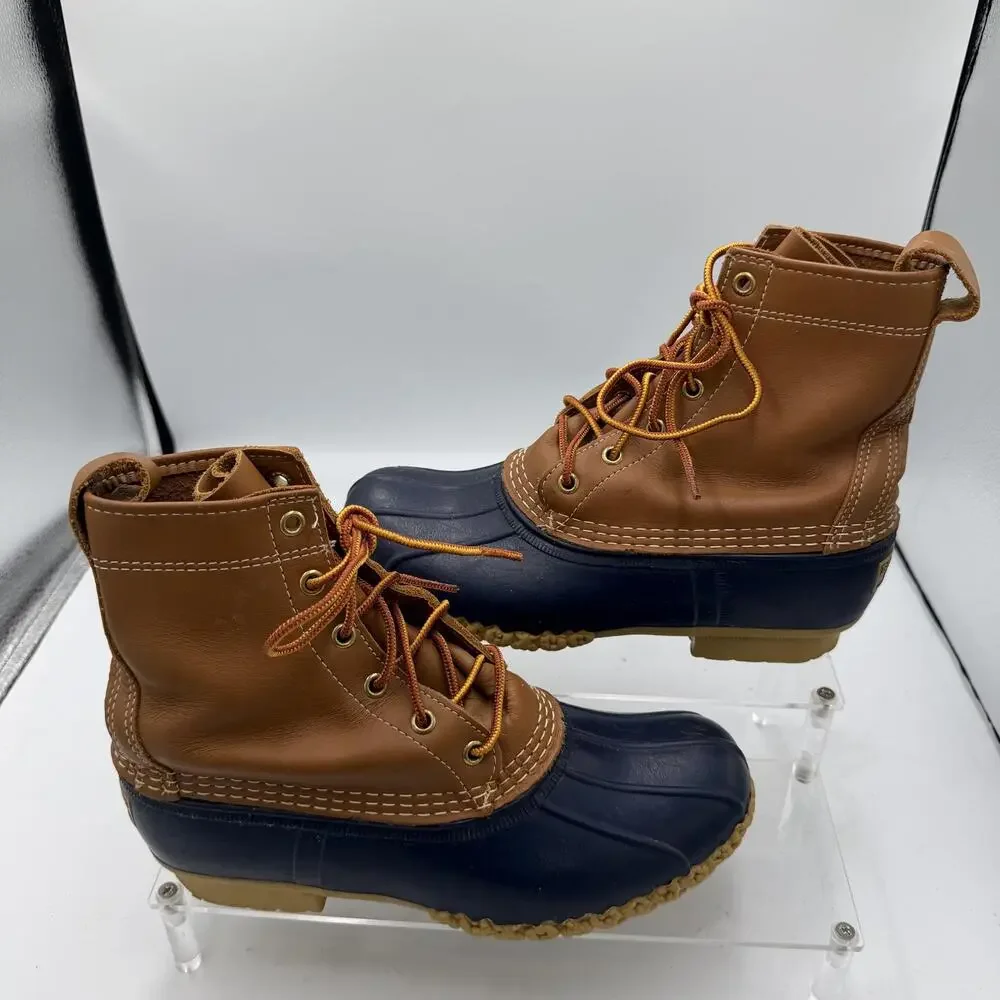 L.L. Bean Bean Boots Mens Size 9.5 Brown Leather Duck Rain Boots Waterproof